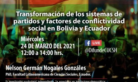 Conferencia: Transformación de los sistemas de partidos y factores de conflictividad social en Bolivia y Ecuador.