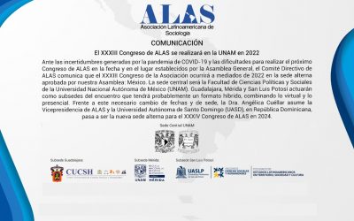 El XXXIII Congreso de ALAS se realizará en la UNAM en 2022
