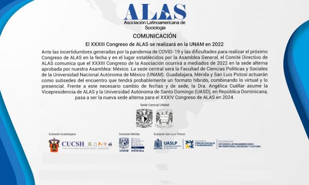 El XXXIII Congreso de ALAS se realizará en la UNAM en 2022