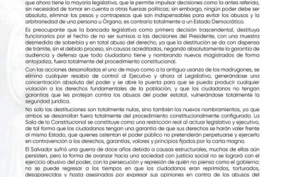 Golpe a la Institucionalidad Democrática en El Salvador
