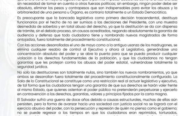 Golpe a la Institucionalidad Democrática en El Salvador