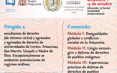 Convocatoria para postulaciones a la escuela jurídica popular: “Hacia el fortalecimiento de una red amazónica de respuesta legal estratégica”